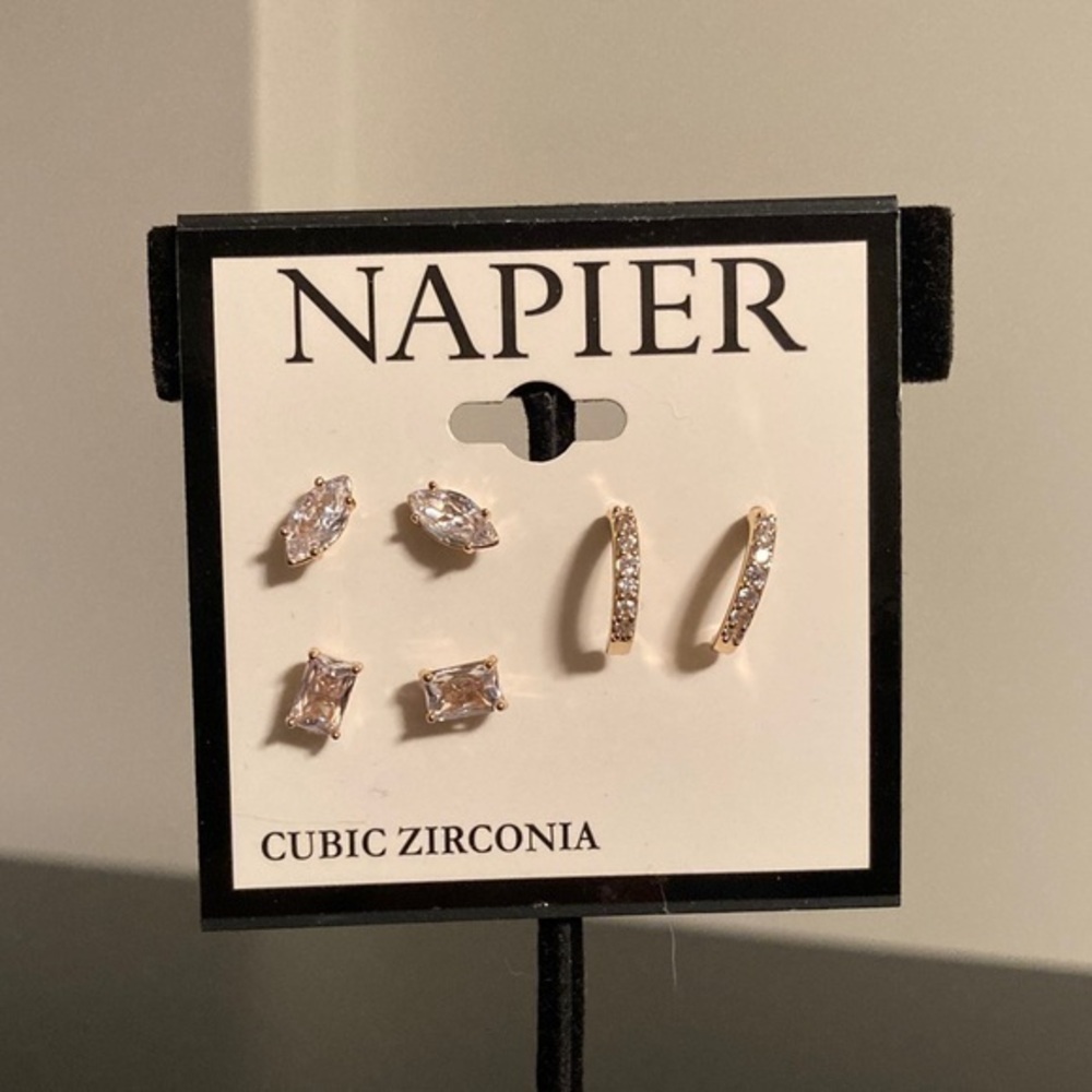 Napier Gold and Silver Cubic Zirconia Earrings